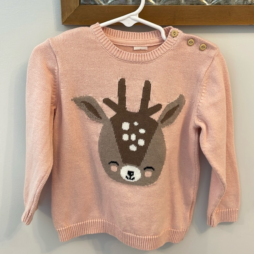 H&M Pink Knit Sweater with Deer Motif